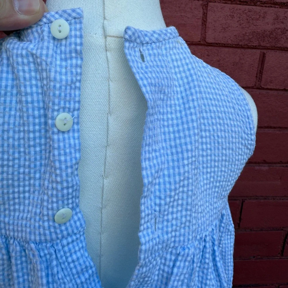 Sophie Dess Blue Gingham Embroidered Flower Dress Baby 18‎ Months Cotton